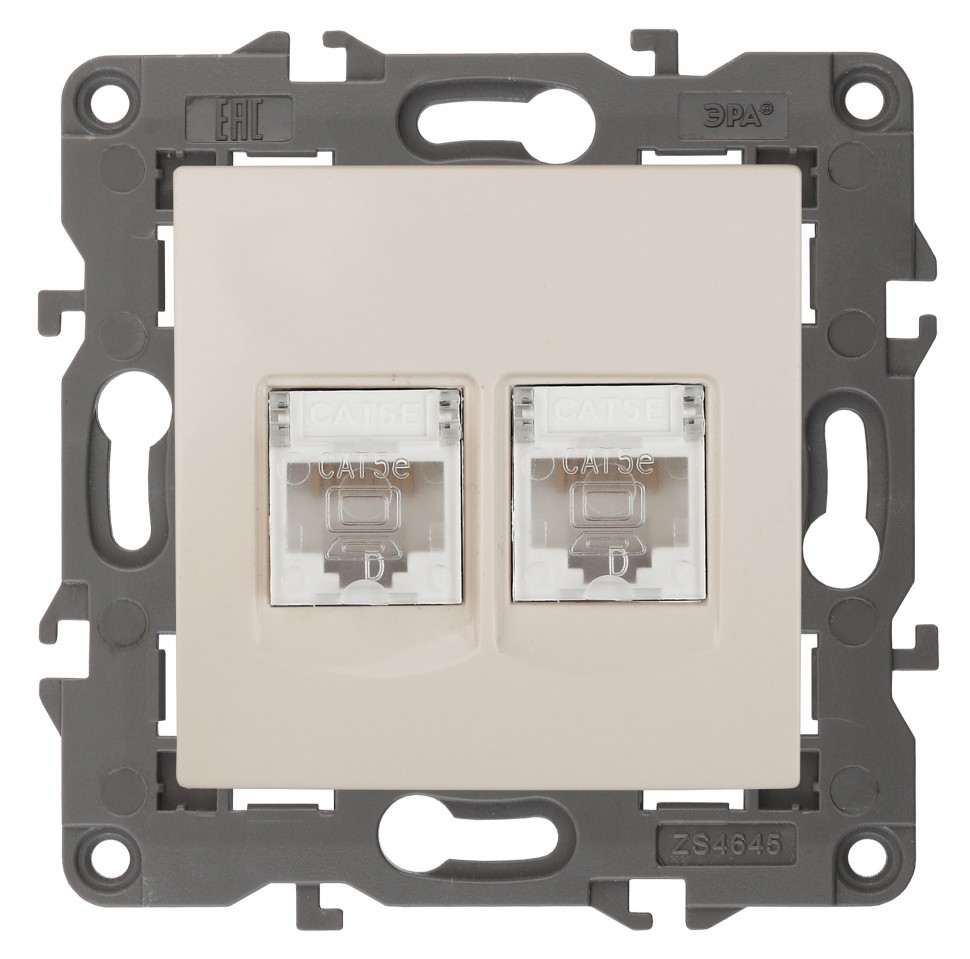 14-3108-02 ЭРА Розетка 2хRJ45, IP20, сл.кость