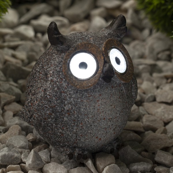 ERAFYS01-07 ЭРА Садовый светильник Филин серый на солнечной батарее, полистоун, 11,5 см