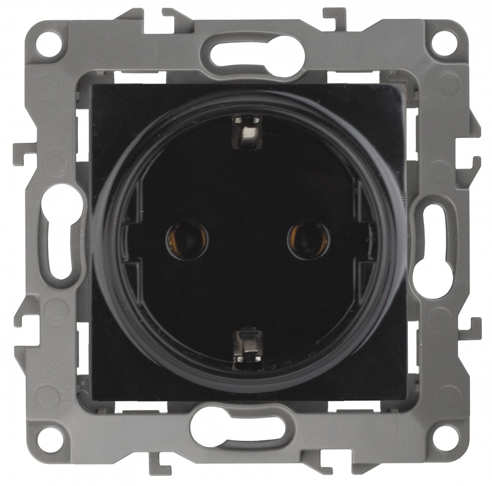 12-2101-06 ЭРА Розетка 2P+E Schuko, 16A-250В, IP20, Эра12, чёрный