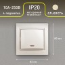 1-102-02 Intro Выключатель с подсветкой, 10А-250В, IP20, СУ, Plano, сл.кость
