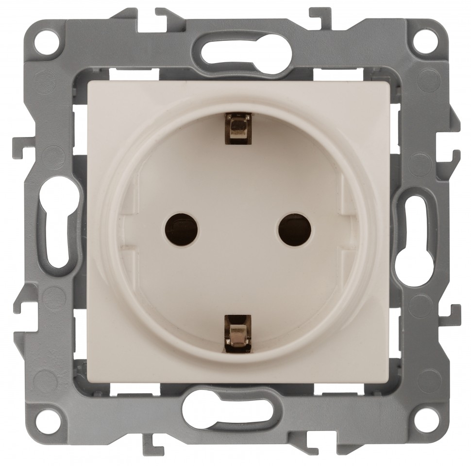 12-2102-02 ЭРА Розетка 2P+E Schuko со шторками, 16A-250В, IP20, Эра12, слоновая кость