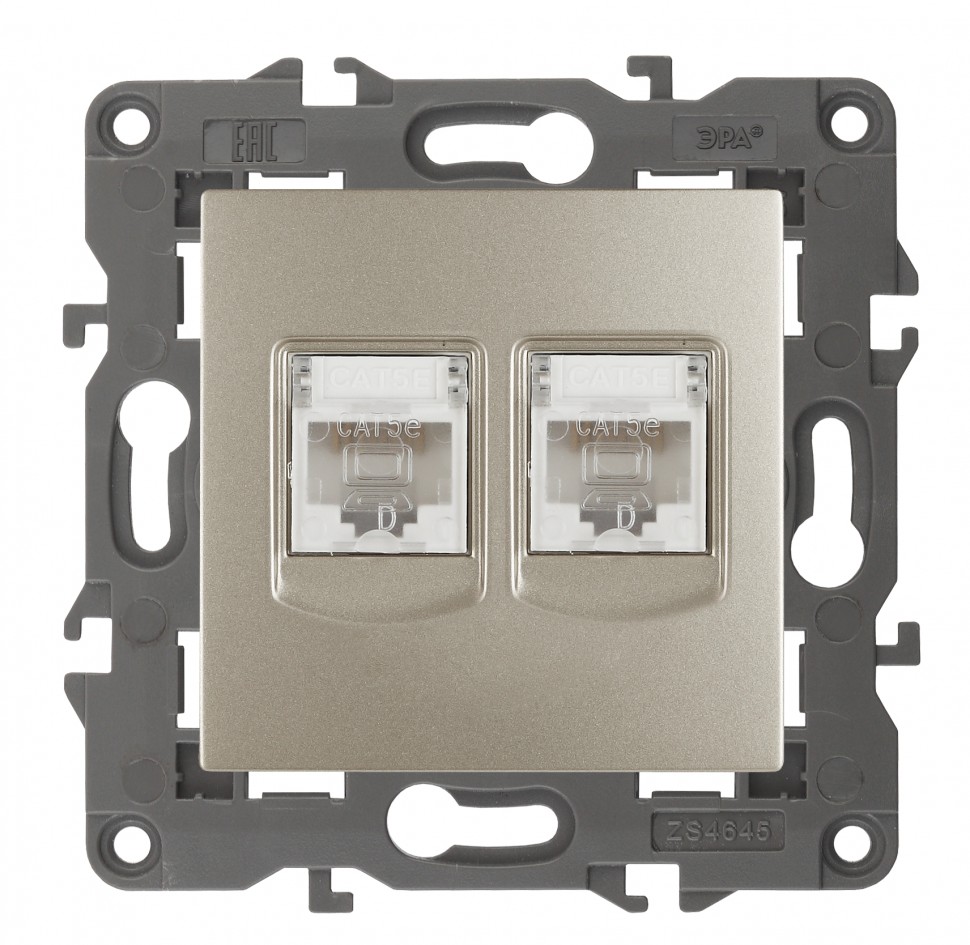14-3108-04 ЭРА Розетка 2хRJ45, IP20, шампань