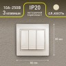 1-106-02 Intro Выключатель тройной, 10А-250В, IP20, СУ, Plano, сл.кость