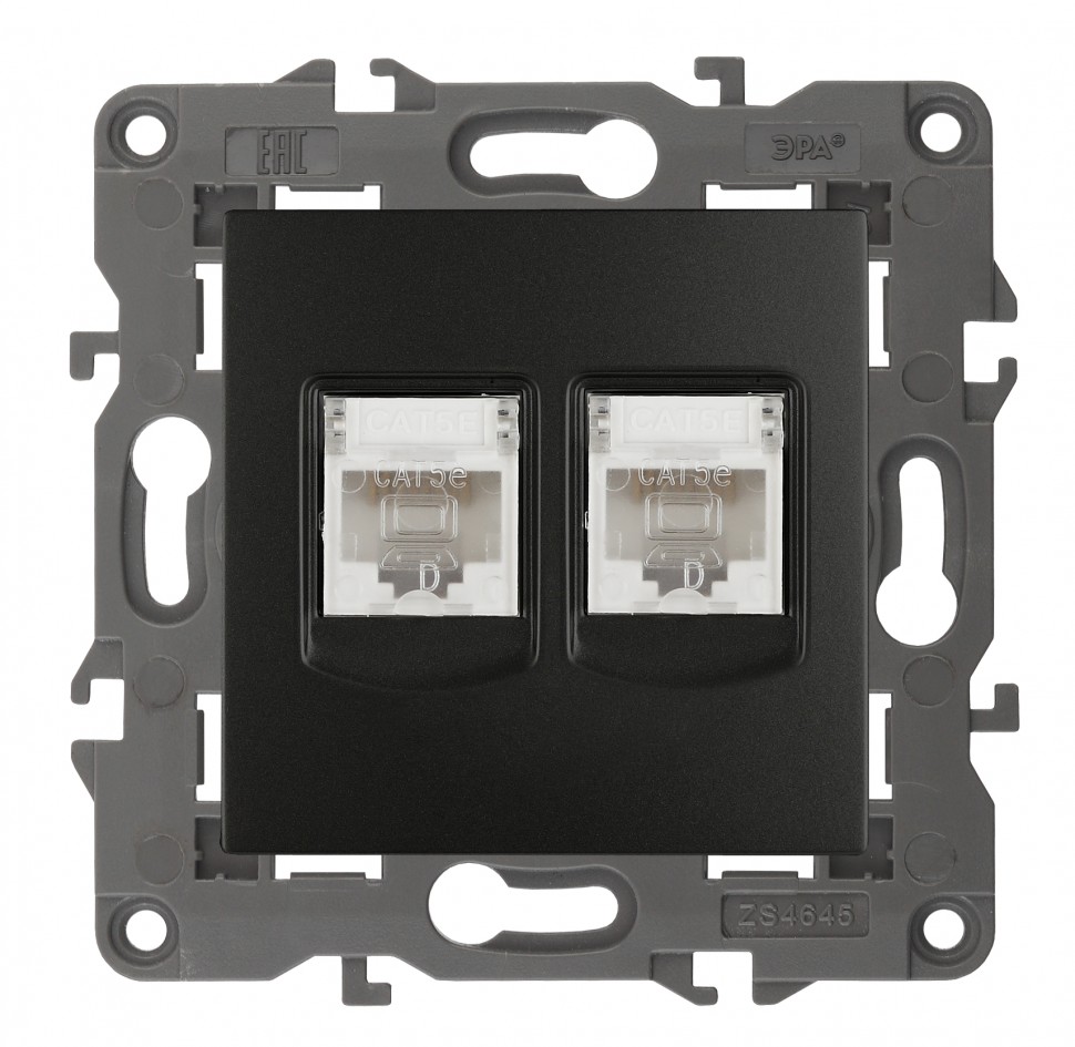 14-3108-05 ЭРА Розетка 2хRJ45, IP20, антрацит