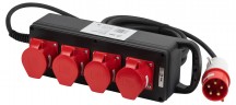 Удлинитель силовой ЭРА IND380-U-4e-5x4-5m-IP44 на 380В на каучуковой колодке 4 розетки 4xCEE 5P 5м КГ 5х2,5 32A IP44