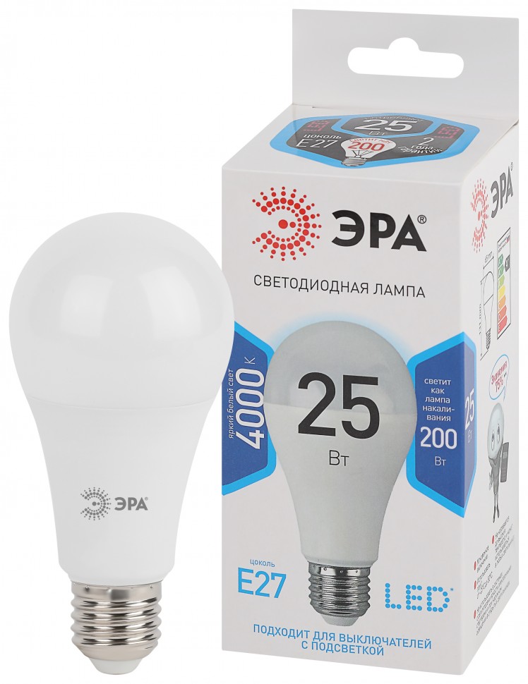 Лампочка светодиодная ЭРА STD LED A65-25W-840-E27 E27 / Е27 25Вт груша нейтральный белый свет