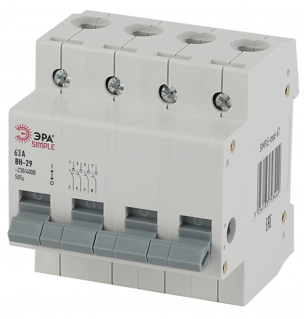 SIMPLE-mod-70 ЭРА SIMPLE Выключатель нагрузки 4P 63А ВН-29