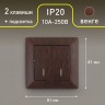 4-105-10 Intro Выключатель двойной с подсветкой, 10А-250В, СУ, Solo, венге
