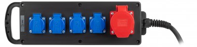 Удлинитель силовой ЭРА IND380-U-5e-5x2,5-10m-IP44 380В на каучуковой колодке 5 розеток 1xCEE 5P/4xSCHUKO 10м КГ 5x2,5