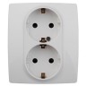 12-2104-01 ЭРА Розетка 2X2P+E Schuko со шторками, 16A-250В, IP20, Эра12, белый