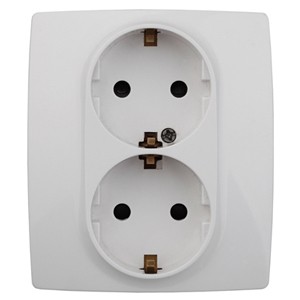 12-2104-01 ЭРА Розетка 2X2P+E Schuko со шторками, 16A-250В, IP20, Эра12, белый