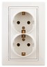 1-205-02 Intro Розетка 2X2P+E Schuko, 16А-250В, IP20, СУ, Plano, сл.кость