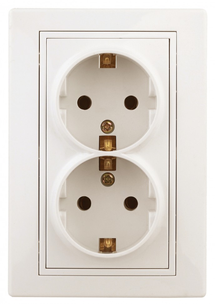 1-205-02 Intro Розетка 2X2P+E Schuko, 16А-250В, IP20, СУ, Plano, сл.кость