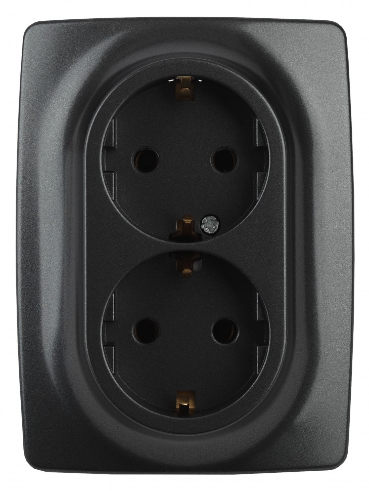 12-2108-05 ЭРА Розетка 2X2P+E Schuko со шторками, 16A-250В, IP20, Эра12, антрацит