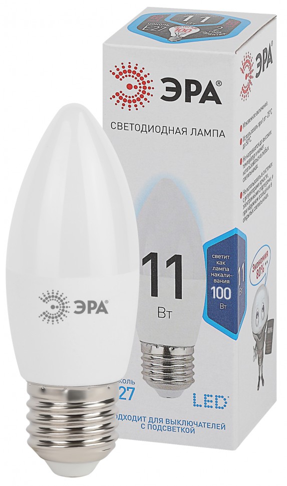 Лампочка светодиодная ЭРА STD LED B35-11W-840-E27 E27 / Е27 11Вт свеча нейтральный белый свeт