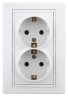 1-208-01 Intro Розетка 2X2P+E Schuko со шторками, 16А-250В, IP20, СУ, Plano, белый