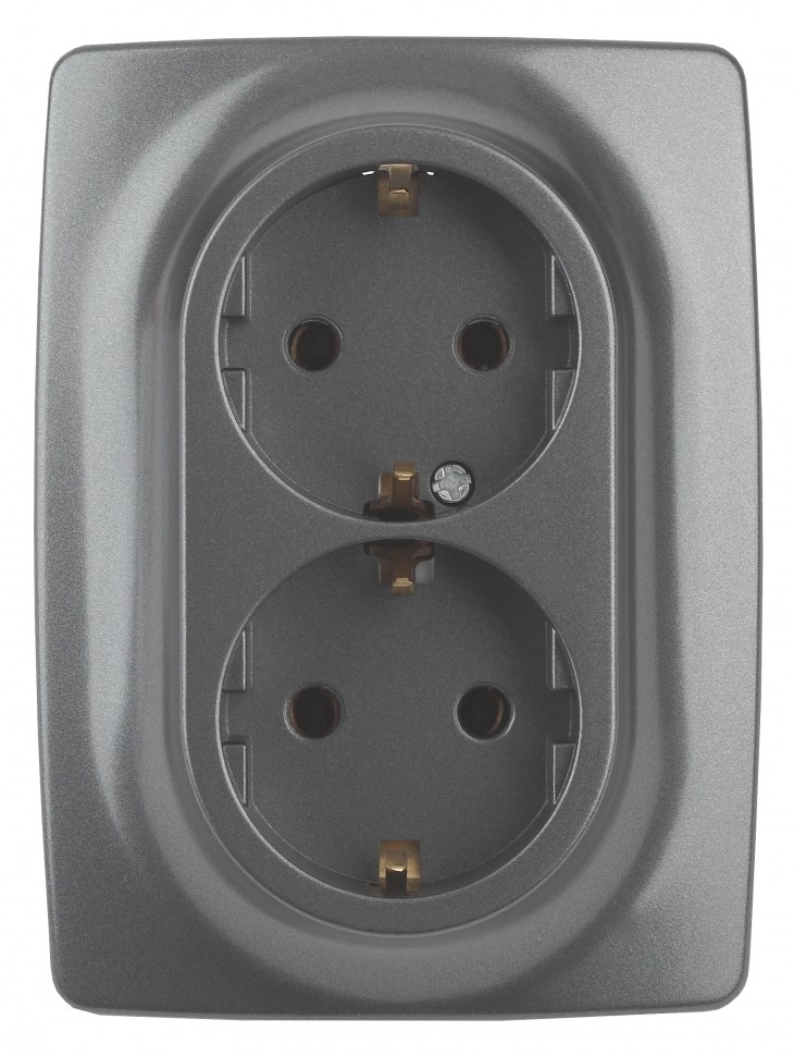 12-2108-12 ЭРА Розетка 2X2P+E Schuko со шторками, 16A-250В, IP20, Эра12, графит