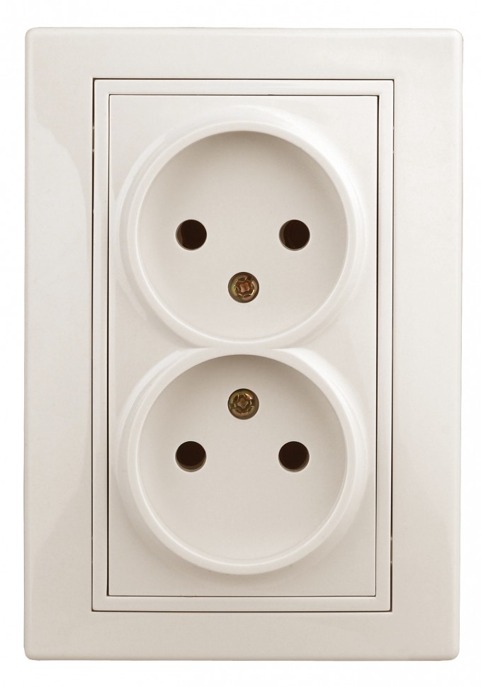 1-204-02 Intro Розетка 2х2P, 16А-250В, IP20, СУ, Plano, сл.кость