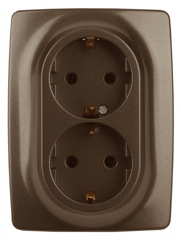12-2108-13 ЭРА Розетка 2X2P+E Schuko со шторками, 16A-250В, IP20, Эра12, бронза