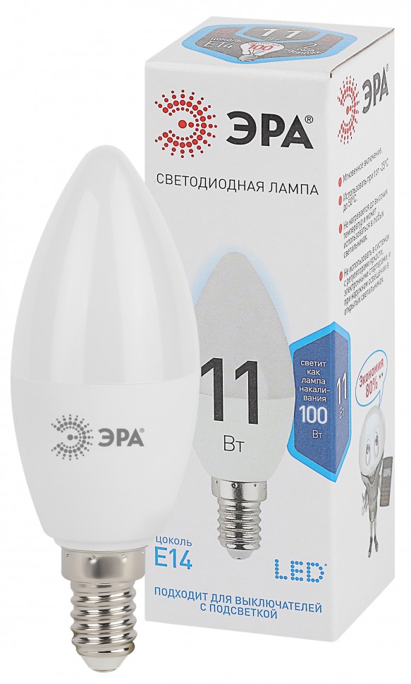 Лампочка светодиодная ЭРА STD LED B35-11W-840-E14 E14 / Е14 11Вт свеча нейтральный белый свeт