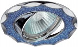 DK17 CH/SHBL2 Светильник ЭРА декор круглый со стеклянной крошкой MR16,12V/220V, 50W, хром/голубой