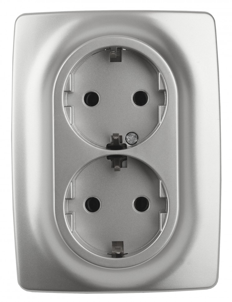 12-2108-03 ЭРА Розетка 2X2P+E Schuko со шторками, 16A-250В, IP20, Эра12, алюминий