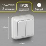 Выключатель Intro Quadro 2Э-104-01 двухклавишный, 10А-250В, IP20, ОУ, без монтажной пластины, белый