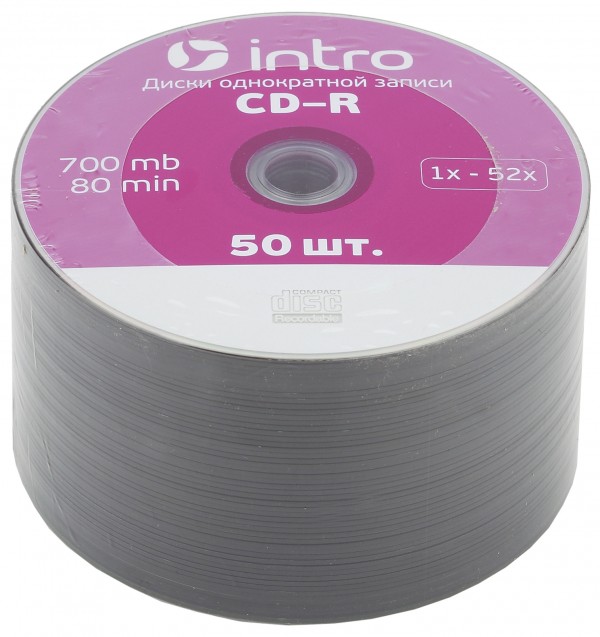 Диск СD-R Intro 52X 700MB Cakebox 50