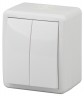 11-1404-01 ЭРА Выключатель двойной IP54, 10АХ-250В, ОУ, Эра Эксперт, белый