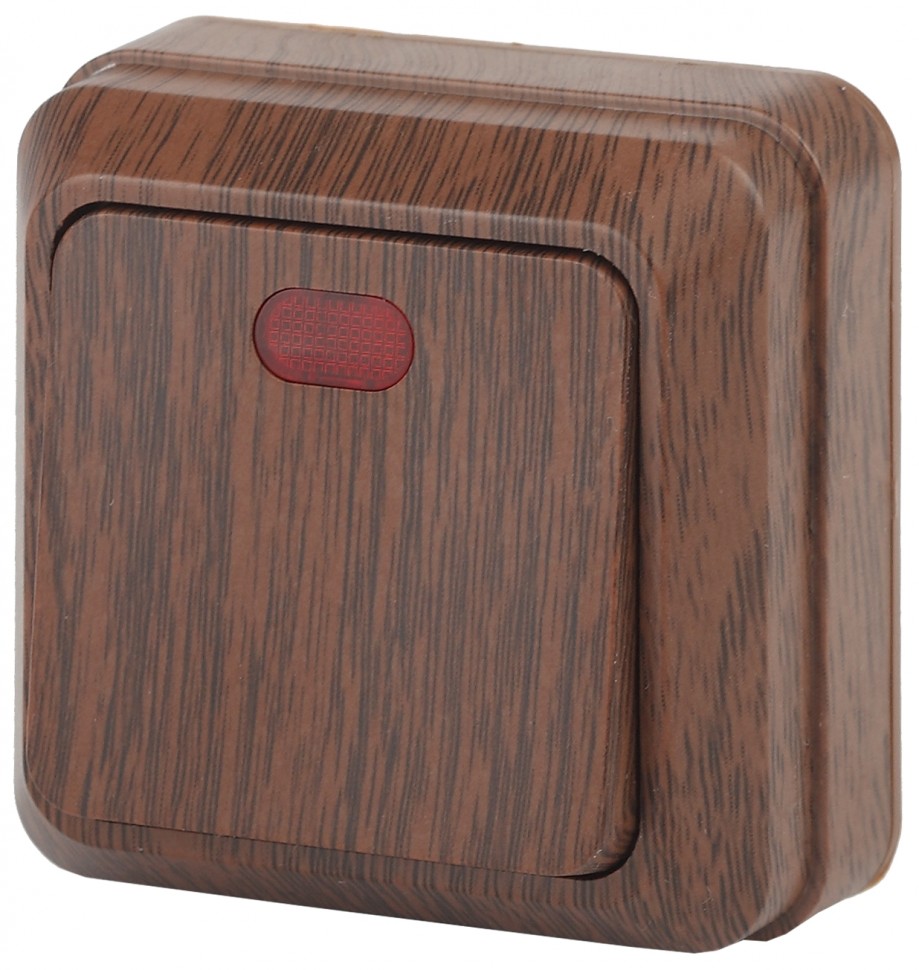 2-102-10 Intro Выключатель с подсветкой, 10А-250В, IP20, ОУ, Quadro, венге