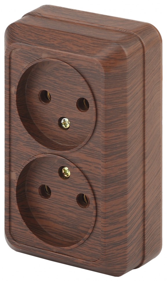 2-203-10 Intro Розетка 2х2P, 16А-250В, IP20, ОУ, Quadro, венге