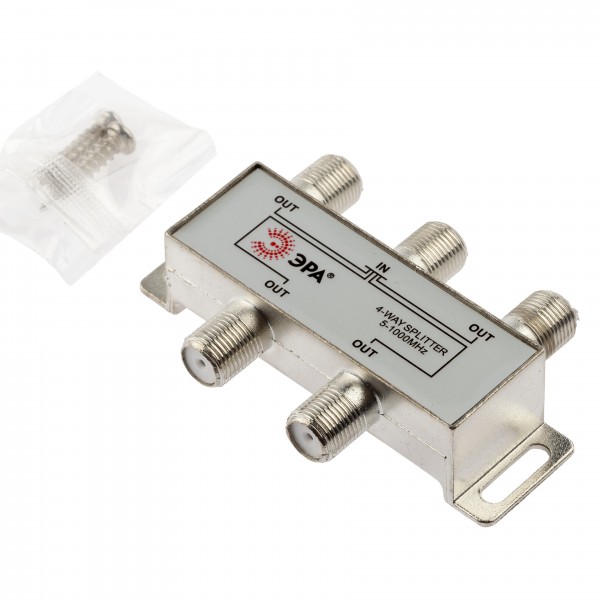 Делитель ТВ ЭРА 4 ответвления под F разъём 5-1000 МГц упаковка 1 шт.