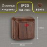 2-105-10 Intro Выключатель двойной с подсветкой, 10А-250В, IP20, ОУ, Quadro, венге