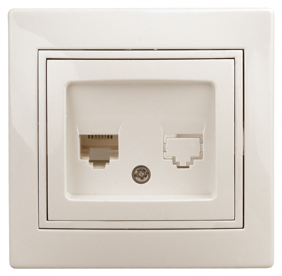 Розетка Intro Plano 1-303-02 информационная RJ45, IP20, СУ, слоновая кость