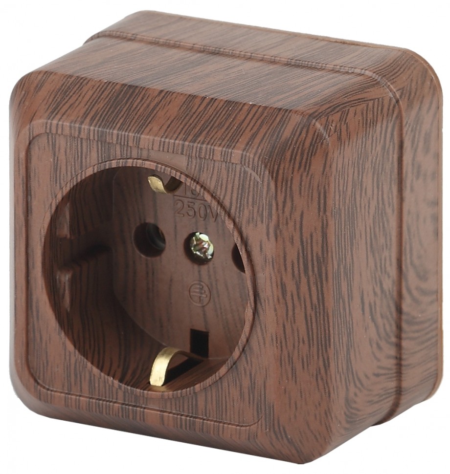 2-202-10 Intro Розетка 2P+E Schuko, 16А-250В, IP20, ОУ, Quadro, венге