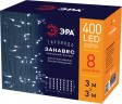 Светодиодная новогодняя гирлянда ЭРА ЕNIGW - 400W Занавес 8 режимов 3*3 м холодный белый 320 LED IP20 220 V