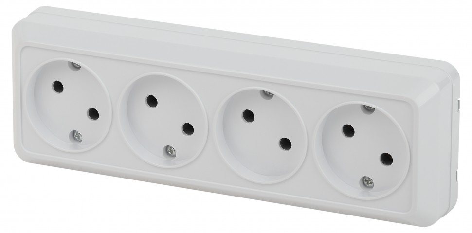 Розетка Intro Quadro 2-207-01 четырехместная 4х2P, 16А-250В, IP20, открытой установки, белый