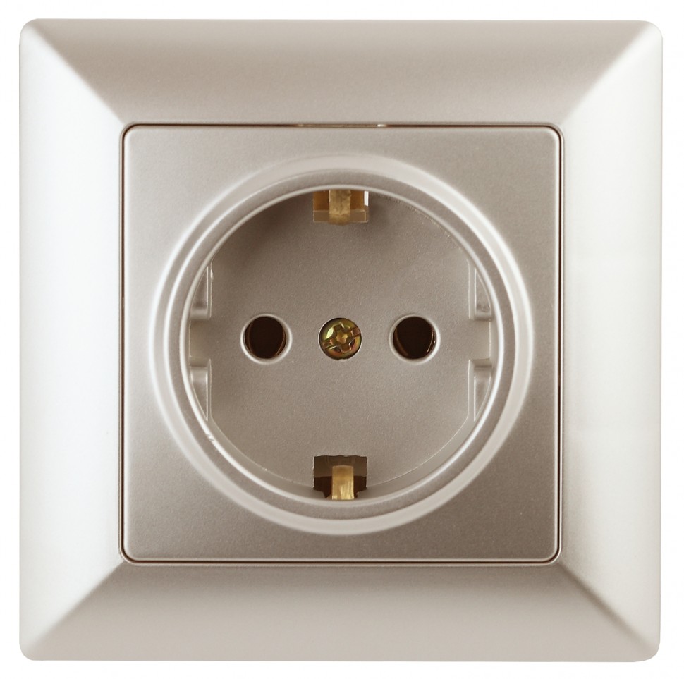 4-202-04 Intro Розетка 2P+E Schuko, 16А-250В, СУ, Solo, шампань