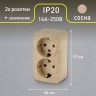 Розетка Intro Polo 3-204-11 с заземлением двойная 2х2P+E Schuko, 16A-250В, IP20, ОУ, сосна
