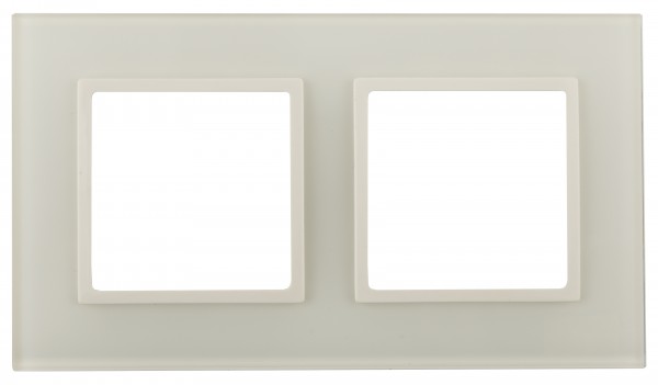 Рамка для розеток и выключателей ЭРА Elegance 14-5102-02 на 2 поста, стекло, Эра Elegance, слоновая кость+слоновая кость