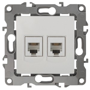 12-3106-01 ЭРА Розетка телефонная двойная 2XRJ11, IP20, Эра12, белый