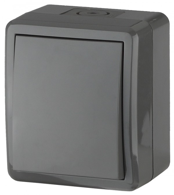 11-1403-03 ЭРА Переключатель IP54, 10АХ-250В, ОУ, Эра Эксперт, серый