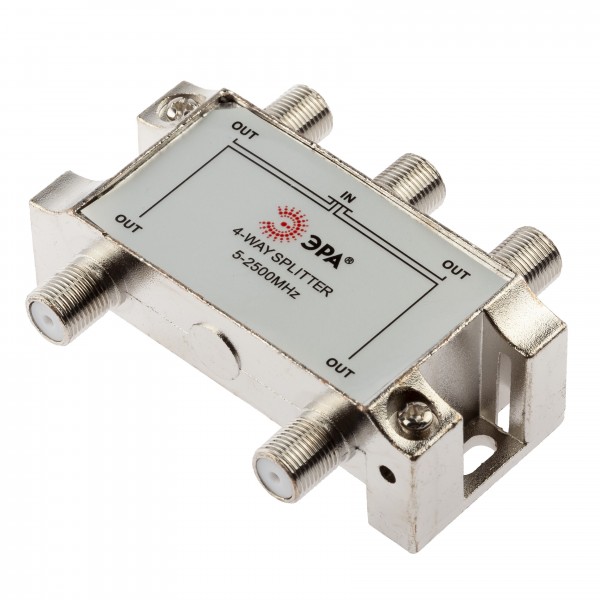 Делитель ТВ ЭРА 4 ответвления под F разъём 5-2500 МГц упаковка 1 шт.