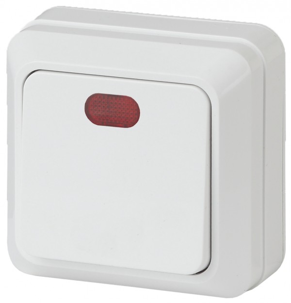 2-102-01 Intro Выключатель с подсветкой, 10А-250В, IP20, ОУ, Quadro, белый