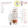 Лампочка светодиодная ЭРА STD LED BXS-5W-827-E14 E14 / Е14 5Вт свеча на ветру теплый белый свет