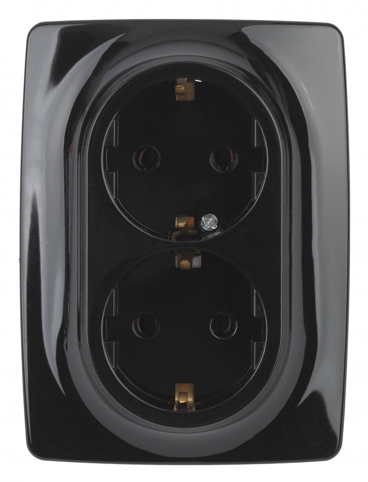 12-2106-06 ЭРА Розетка 2X2P+E Schuko, 16A-250В, IP20, Эра12, чёрный