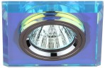 DK8 CH/PR Светильник ЭРА декор стекло квадрат MR16,12V/220V, 50W, хром/перламутр