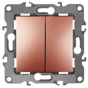 12-1104-14 ЭРА Выключатель двойной, 10АХ-250В, IP20, Эра12, медь