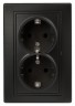 1-205-05 Intro Розетка 2X2P+E Schuko, 16А-250В, IP20, СУ, Plano, антрацит