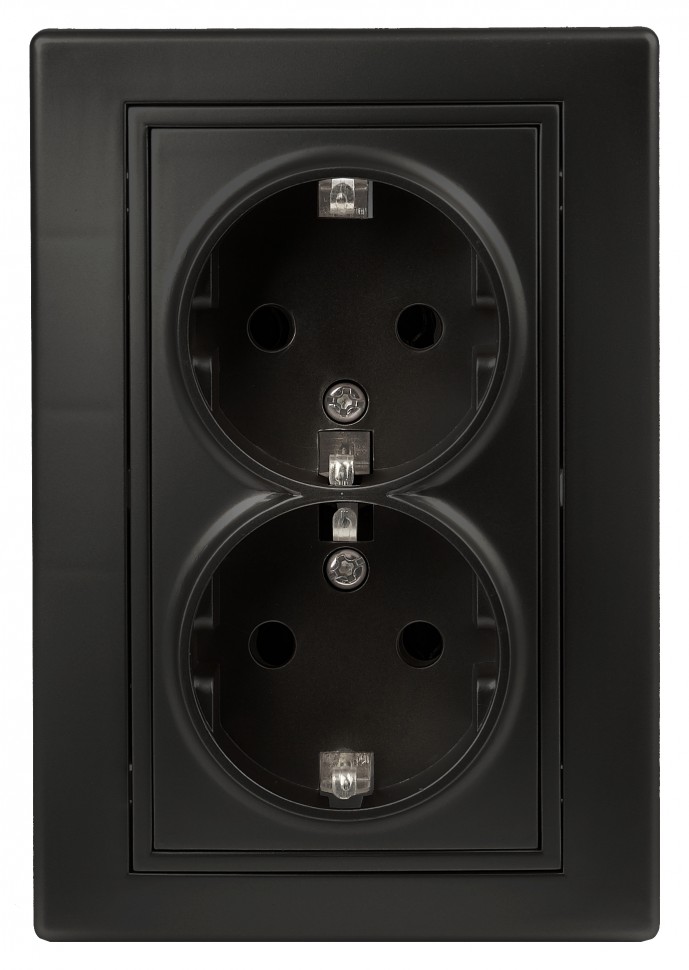 1-205-05 Intro Розетка 2X2P+E Schuko, 16А-250В, IP20, СУ, Plano, антрацит